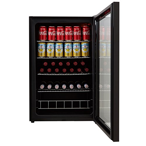 Cookology CBC130BK Under-Counter Fridge, 115 Litre Beer, Wine and Drinks Fridge with Adjustable Temperature Control, LED Light, Suitable for Cans and Bottles, Energy Efficient - in Black