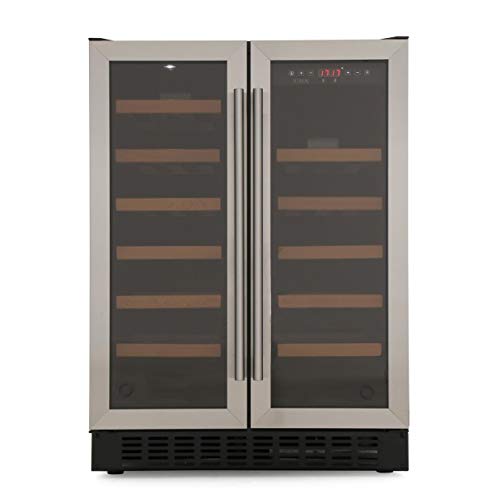 CDA 40 Bottle Freestanding Under Counter Wine Cooler Dual Zone 60cm Wide 82cm Tall - Stainless Steel