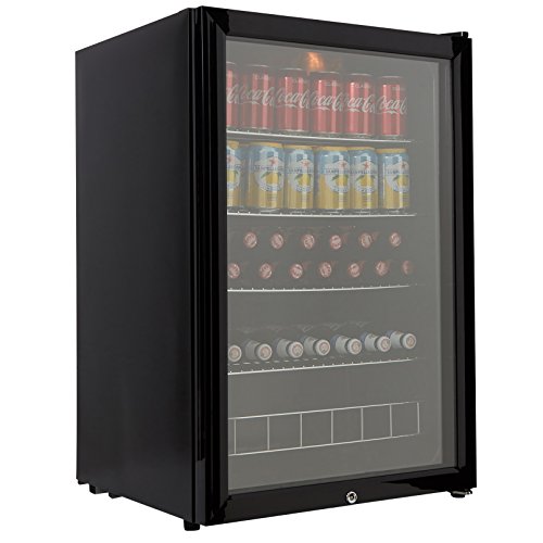 Cookology CBC130BK Under-Counter Fridge, 115 Litre Beer, Wine and Drinks Fridge with Adjustable Temperature Control, LED Light, Suitable for Cans and Bottles, Energy Efficient - in Black