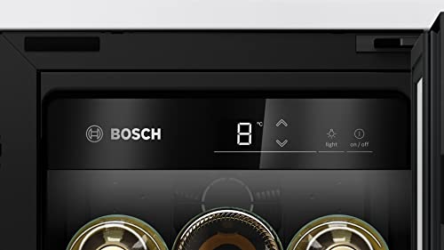 Bosch KUW20VHF0G Serie 6 Built-under Wine Cooler with Glass Door, Adjustable Temperature & Reversible Hinge, 82 cm H x 30 cm W