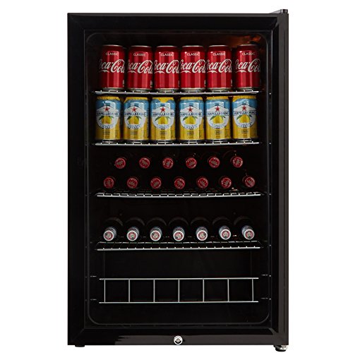 Cookology CBC130BK Under-Counter Fridge, 115 Litre Beer, Wine and Drinks Fridge with Adjustable Temperature Control, LED Light, Suitable for Cans and Bottles, Energy Efficient - in Black