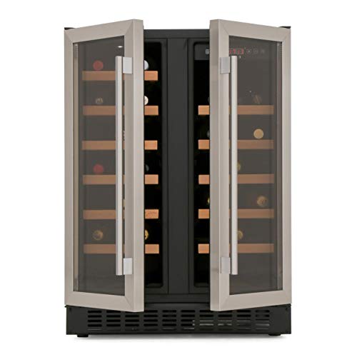 CDA 40 Bottle Freestanding Under Counter Wine Cooler Dual Zone 60cm Wide 82cm Tall - Stainless Steel