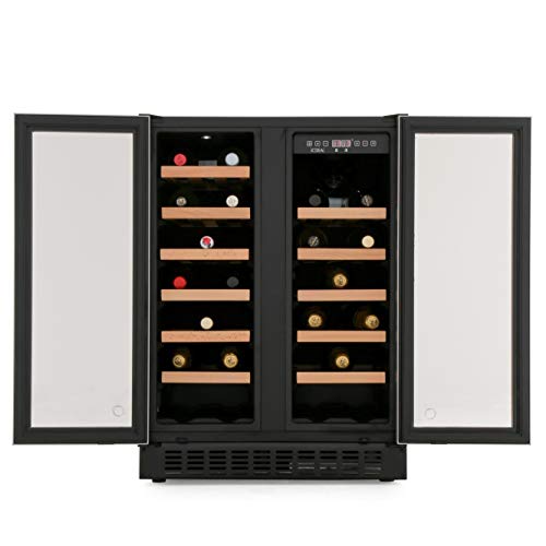 CDA 40 Bottle Freestanding Under Counter Wine Cooler Dual Zone 60cm Wide 82cm Tall - Stainless Steel