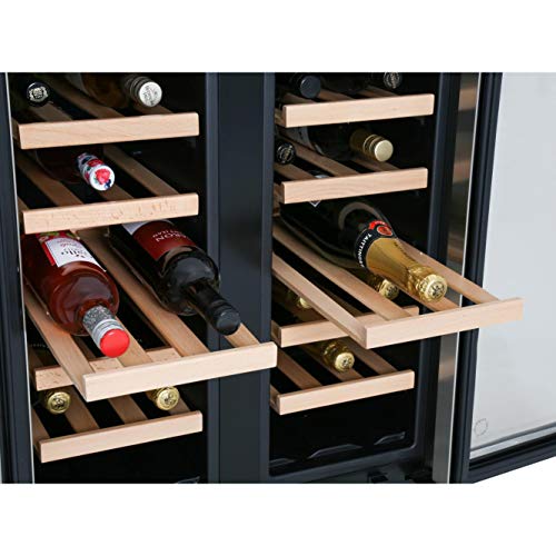 CDA 40 Bottle Freestanding Under Counter Wine Cooler Dual Zone 60cm Wide 82cm Tall - Stainless Steel