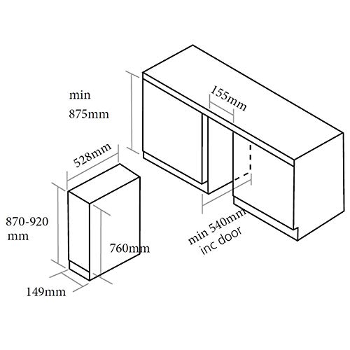 SIA WC15SS 150mm / 15cm Stainless Steel Under Counter LED 7 Bottle Wine Cooler