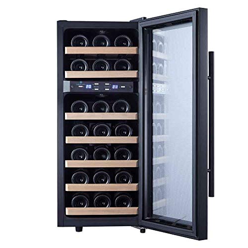 Cavecool wine cooler for 21 bottles | Wine Cooler with two temperature zones 7-18°C and 10-18°C| Eco friendly Wine Fridges with Energy class B | Black glass
