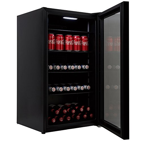 Cookology CBC98BK Under-Counter Fridge, 98 Litre Beer, Wine and Drinks Fridge with Adjustable Temperature Control, LED Light, Suitable for Cans and Bottles, Energy Efficient - in Black
