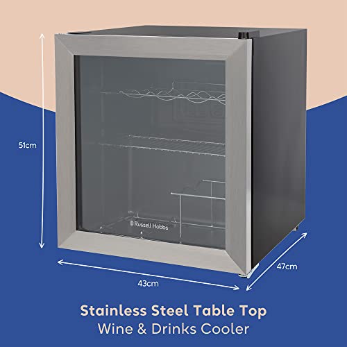 Russell Hobbs RHGWC3SS Table Top Wine/Drinks Cooler with Glass Door, 12 bottle capacity, Stainless Steel