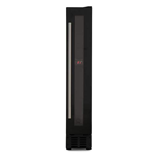 CDA FWC153BL Slimline Freestanding Undercounter Wine Cooler in Black Finish with 40dB Noise Level and Double Glazed Reversible Door