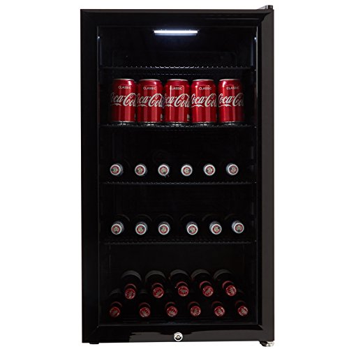 Cookology CBC98BK Under-Counter Fridge, 98 Litre Beer, Wine and Drinks Fridge with Adjustable Temperature Control, LED Light, Suitable for Cans and Bottles, Energy Efficient - in Black