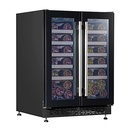 Baridi 60cm Dual Zone Commercial Grade Wine Cooler 40 Bottle Under Counter Freestanding/Built-In Fridge Chiller - DH96