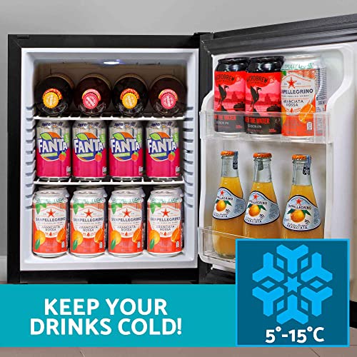 Dellonda Baridi 25L Ultra Quiet Drinks & Wine Cooler Mini Fridge with LED Light, Black - DH57