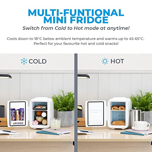 Subcold Classic4 Mini Fridge - Cooler & Warmer | 4 Litre/6 Cans | AC+USB | Portable Small Fridge for Skincare, Bedroom, Dorm, Car, Travel (White)