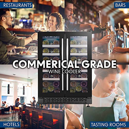 Baridi 60cm Dual Zone Commercial Grade Wine Cooler 40 Bottle Under Counter Freestanding/Built-In Fridge Chiller - DH96