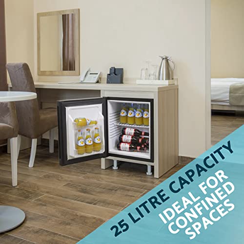 Dellonda Baridi 25L Ultra Quiet Drinks & Wine Cooler Mini Fridge with LED Light, Black - DH57