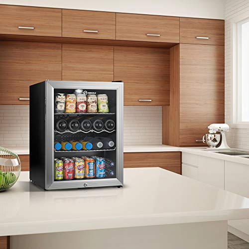 Subcold Super65 LED - Table-Top Fridge | 65L Beer, Wine and Drinks Fridge | LED Light + Lock and Key | Energy Efficient (Silver)
