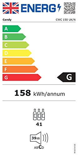 CANDY CWC150UK Freestanding Wine Cooler, LED light, 85 liters, Black, Noise level: decibels 39