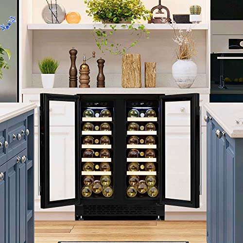 Baridi 60cm Dual Zone Commercial Grade Wine Cooler 40 Bottle Under Counter Freestanding/Built-In Fridge Chiller - DH96