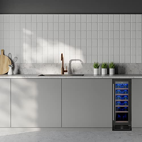 electriQ 30cm Wide 18 Bottle Wine Cooler - Black