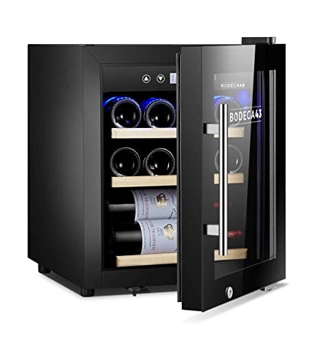 BODEGA43-12C Wine cooler small 12 bottles 33L, 5-20 ºC, 1 Zone, low noise (41 dB), compressor cooling, 3 beechwood shelves