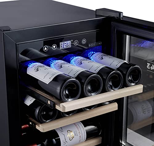 BODEGA43-12C Wine cooler small 12 bottles 33L, 5-20 ºC, 1 Zone, low noise (41 dB), compressor cooling, 3 beechwood shelves