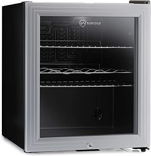 Subcold Super50 LED – Mini Fridge | 50L Beer, Wine & Drinks Chiller | LED Light + Lock & Key | Energy Efficient (Silver)