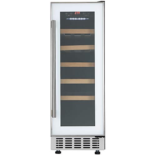 Cookology CWC300WH Freestanding Undercounter Fridge Cabinet 30cm Wine Cooler, 20 Bottle, 60 Litre Capacity, with Digital Temperature Control and Reversible Door - in White