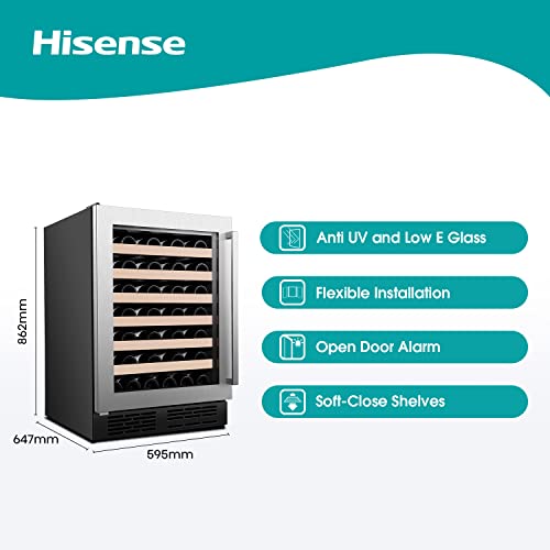 Hisense RW18W4NSWGF Wine cooler 54 Bottles ‎153 Litres Freestanding Wine fridge with Anti-UV Low E Glass Door and LED Display