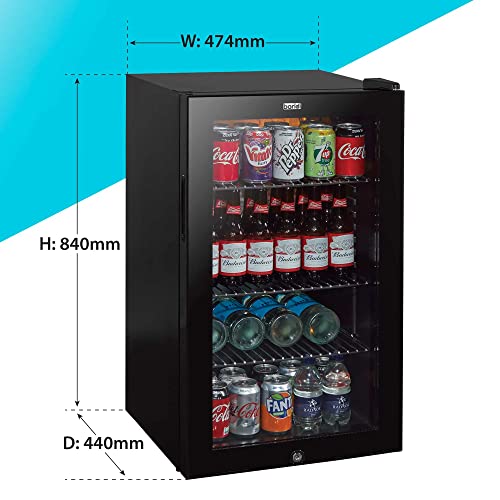 Baridi 85L Under Counter Drinks/Beer & Wine Cooler Fridge with Light, Black - DH13A