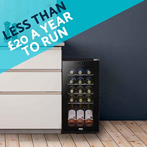 Baridi 15 Bottle Wine Cooler Fridge with Digital Touch Screen Controls & LED Light, Black - DH5