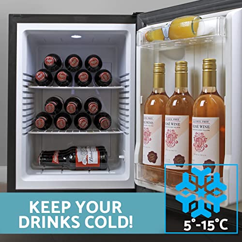 Baridi 35L Ultra Quiet Drinks & Wine Mini Cooler Fridge with LED Light, Black - DH58