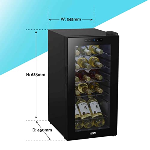 Baridi 15 Bottle Wine Cooler Fridge with Digital Touch Screen Controls & LED Light, Black - DH5