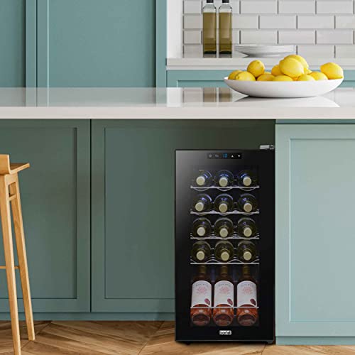Baridi 15 Bottle Wine Cooler Fridge with Digital Touch Screen Controls & LED Light, Black - DH5