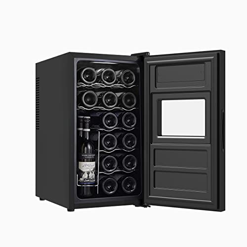 Cookology CWTE18BK Freestanding 18 Bottle Thermo Electric Wine Cooler and Chiller for Counter Top, Digital Temperature Control, Less Noise and No Vibration - In Black