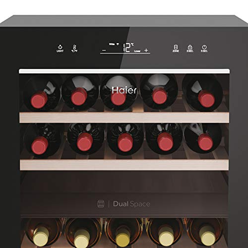 Haier HWS42GDAU1 Freestanding Wine Cooler, 1 door, 42 Bottles, 82cm Tall, Black [Energy Class G]