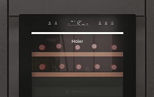 Haier HWS42GDAU1 Freestanding Wine Cooler, 1 door, 42 Bottles, 82cm Tall, Black [Energy Class G]