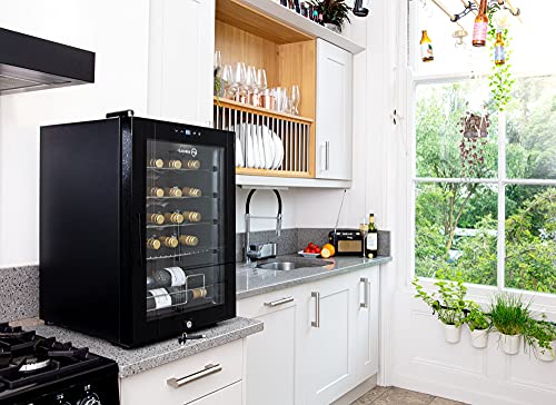 Subcold Viva20 LED – Table-Top Wine Fridge Black | 3-18°C | 20 Bottle Capacity | 57L Counter-Top Cooler | LED + Lock & Key | Glass Door Drinks Cellar | Single-Zone