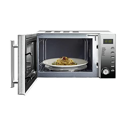 VYTRONIX VY-C900M 900W Digital Microwave Oven | Freestanding Microwave with 5 Power Levels, Clock & Timer Function | Silver Microwave with Mirrored Front, 25 Litre Capacity