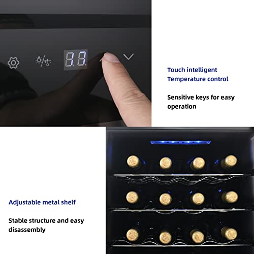 Display4top 28 Bottles Wine Fridge, Wine Cooler,Wine refrigerator,Digital Touch Screen Controls,black