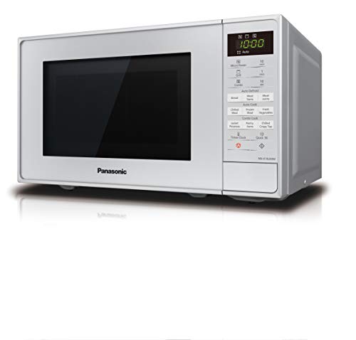 Panasonic NN-K18JMMBPQ Microwave Oven with Grill and Turntable, 800w, 1000w Grill, 5 Power Setting, 9 Auto Programmes, 20 Litres, Auto Defrost, Silver