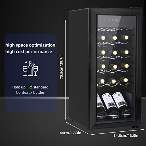 display4top Wine Fridge, Wine Cooler,Wine refrigerator,Digital Touch Screen Controls,black (18 Bottles)