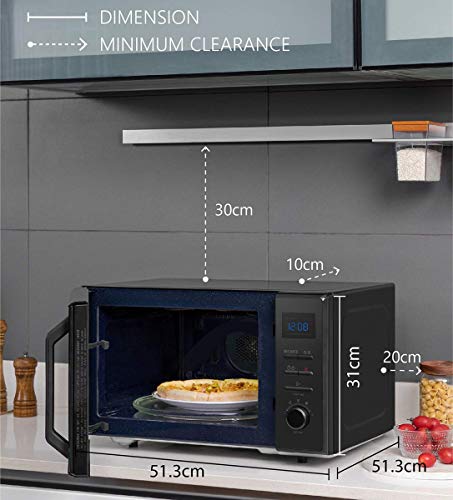 Toshiba 950w 25L Microwave Oven with Upgraded Easy Clean Enamel Cavity, Position Memory Turntable, Convection 2250w & Crispy Grill 1150w - Black - MW2-AC25TF(BK)