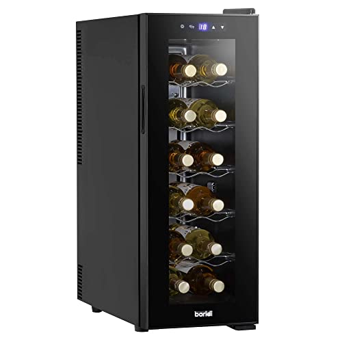 Baridi 12 Bottle Wine Cooler with Digital Touch Screen Controls & LED Light, Black - DH73