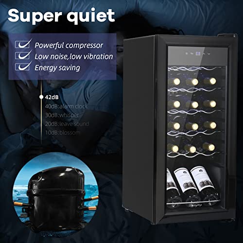 display4top Wine Fridge, Wine Cooler,Wine refrigerator,Digital Touch Screen Controls,black (18 Bottles)