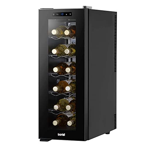 Baridi 12 Bottle Wine Cooler with Digital Touch Screen Controls & LED Light, Black - DH73