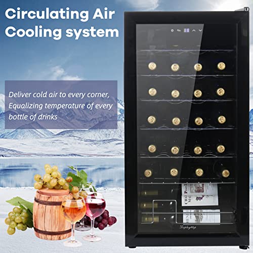 Display4top 28 Bottles Wine Fridge, Wine Cooler,Wine refrigerator,Digital Touch Screen Controls,black