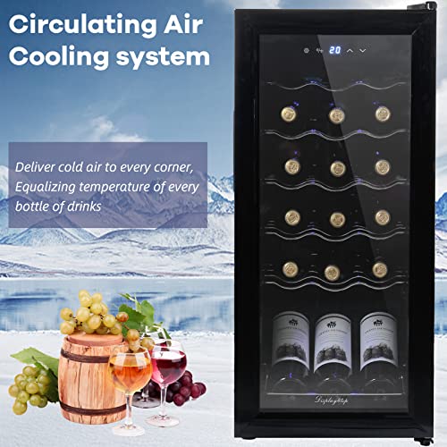 display4top Wine Fridge, Wine Cooler,Wine refrigerator,Digital Touch Screen Controls,black (18 Bottles)