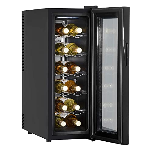 Baridi 12 Bottle Wine Cooler with Digital Touch Screen Controls & LED Light, Black - DH73