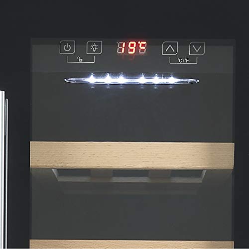 Cookology CWC301BK Freestanding Undercounter Fridge Cabinet 30cm Wine Cooler, 20 Bottle, 60 Litre Capacity, with Digital Temperature Control and Reversible Door - in Black