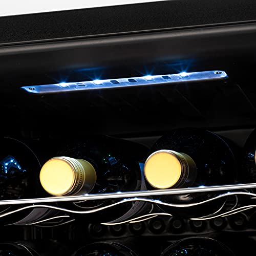 Subcold Viva24 LED – Under Counter Wine Fridge Black | 3-18°C | Wine Cooler | LED + Lock & Key | Glass Door Drinks Cellar | Single-Zone (24 Bottle)